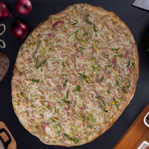 Konrads TK Flammkuchen nordischer Art mit Lachs, Lauch und Zwiebel